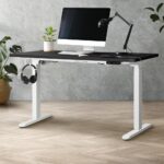 Oikiture Standing Desk Adjustable Motorised 140cm White&Black - Image 4