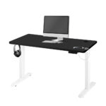 Oikiture Standing Desk Adjustable Motorised 140cm White&Black - Image 5
