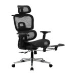 Oikiture Office Desk and Chair Set Mesh Ergonomic Chair Sit-stand Desk Black&Oak - Image 5