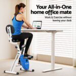 Artiss Under Desk Folding X-Bike with 120cm Automatic Standing Desk Magnetic Resistance White - Image 4