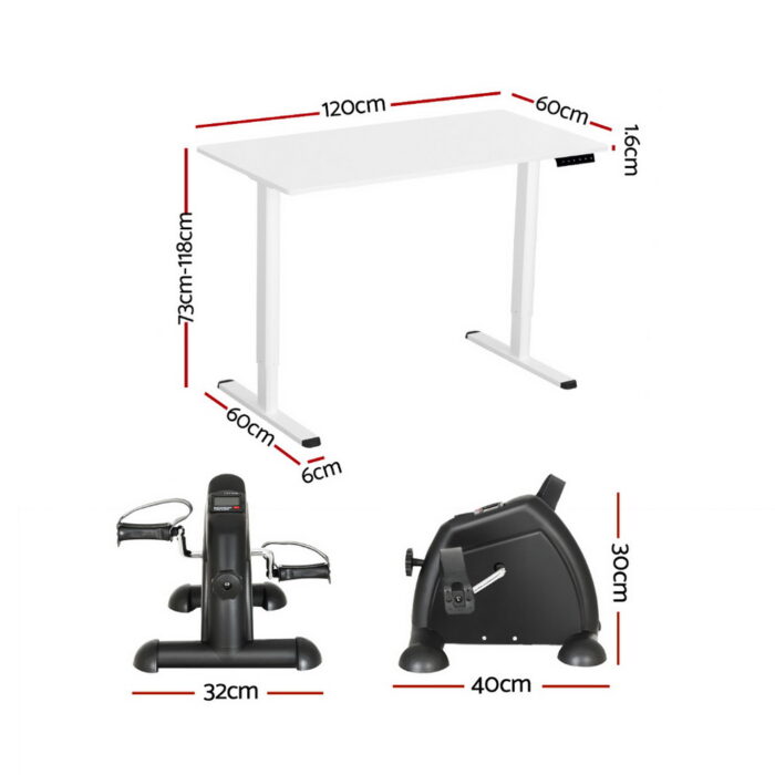 Artiss 120cm Electric Standing Desk with Mini Peal Exercise Bike Home Office - Image 2