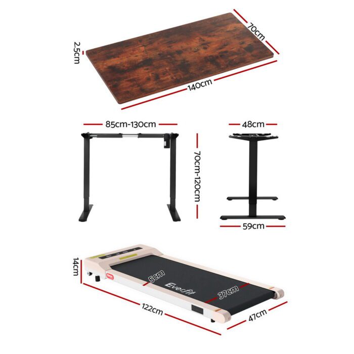 Artiss 360mm Treadmill Electric Walking Pad with 140cm Automatic Standing Desk - Image 2