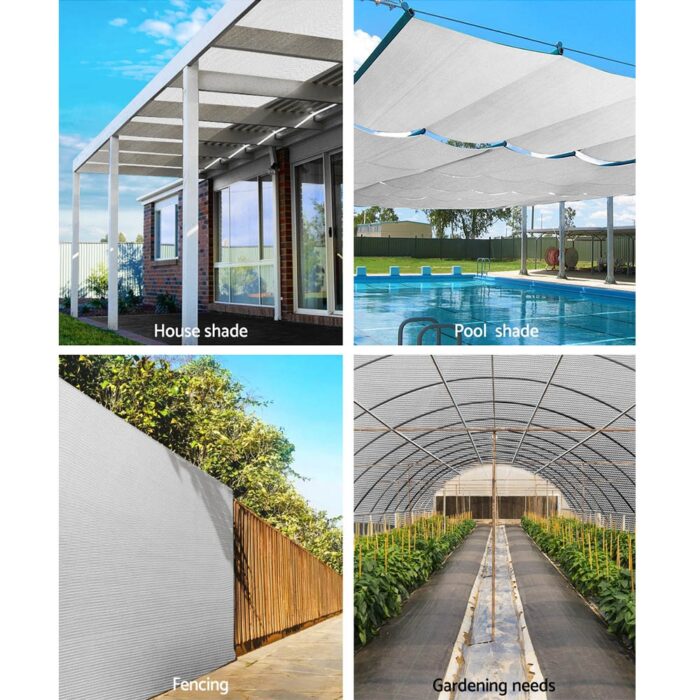 Instahut 50% Shade Cloth 1.83x30m Shadecloth Wide Heavy Duty White - Image 4