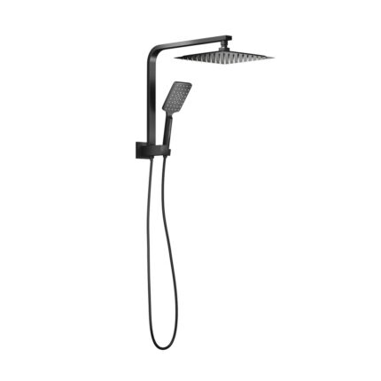 Welba 10" Rain Shower Head Set Square 3-Mode Gooseneck Black