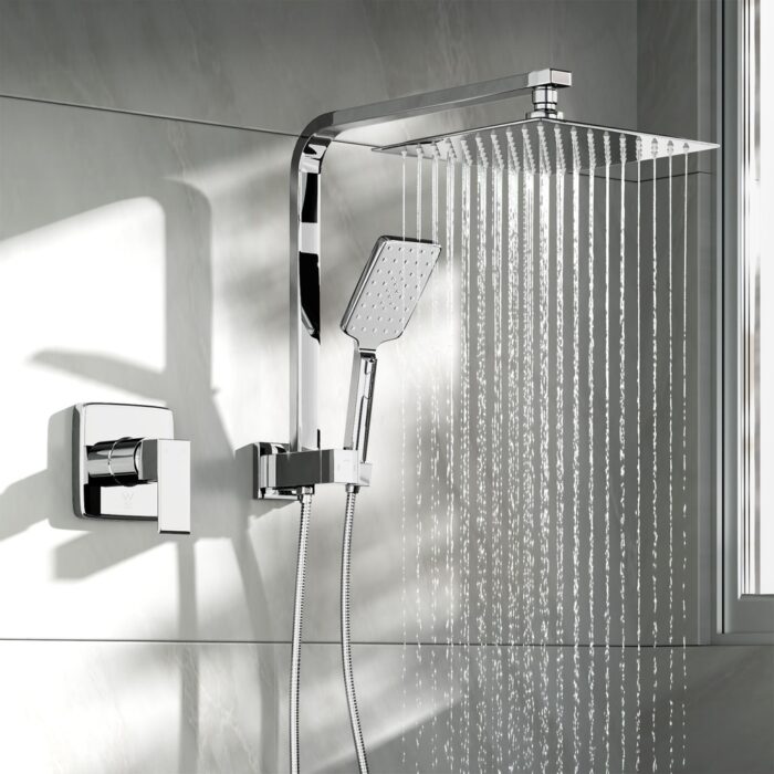 Welba 10" Rain Shower Head Set with Mixer Square 3-Mode Chrome - Image 3