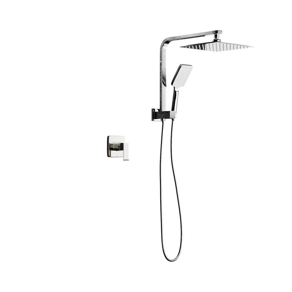 SH-ST-SQ-250-CH-MIX-01 Welba 10" Rain Shower Head Set with Mixer Square 3-Mode Chrome - Image 1