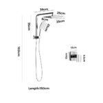 Welba 10" Rain Shower Head Set with Mixer Square 3-Mode Chrome - Image 7