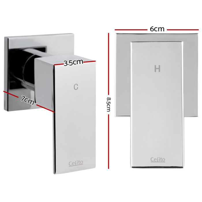 Cefito Shower Twins Tap Wall Bath Taps Brass Hot Cold Basin Bathroom Chrome - Image 2