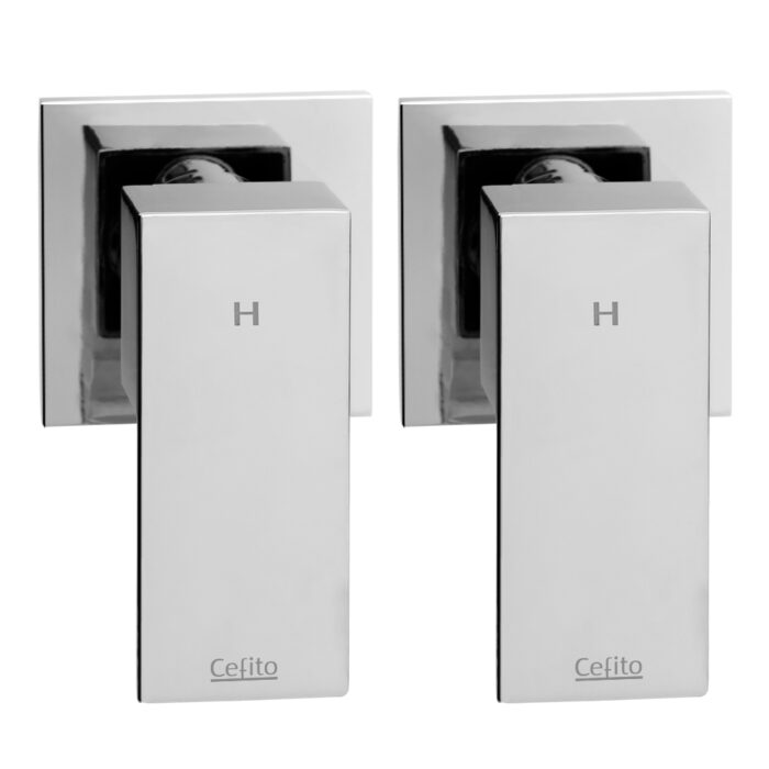 Cefito Shower Twins Tap Wall Bath Taps Brass Hot Cold Basin Bathroom Chrome - Image 3