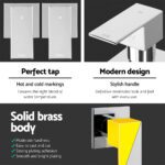 Cefito Shower Twins Tap Wall Bath Taps Brass Hot Cold Basin Bathroom Chrome - Image 4
