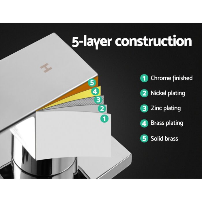 Cefito Shower Twins Tap Wall Bath Taps Brass Hot Cold Basin Bathroom Chrome - Image 5