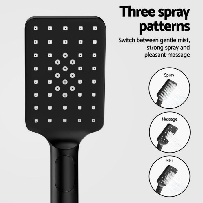 10'' Rain Shower Head Set Handheld Square High Pressure Black - Image 5