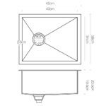 Cefito Kitchen Sink 45X39CM Stainless Steel Basin Single Bowl Silver - Image 2