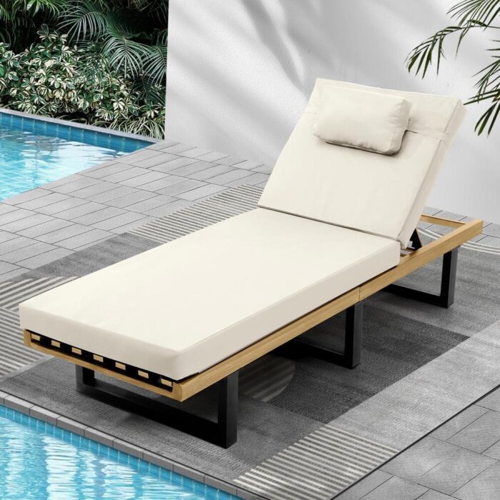Livsip Sun Lounge Outdoor Lounger Beige - Image 5