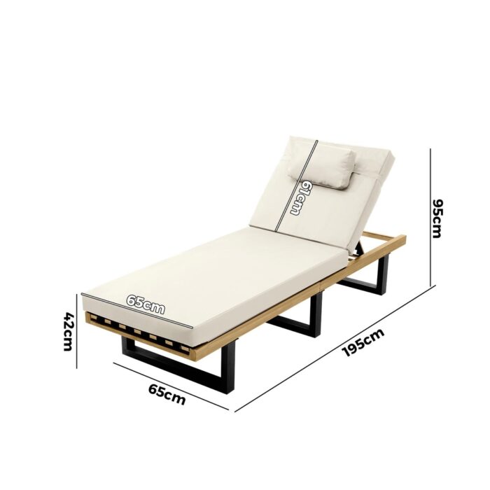 Livsip Sun Lounge Outdoor Lounger Beige - Image 4