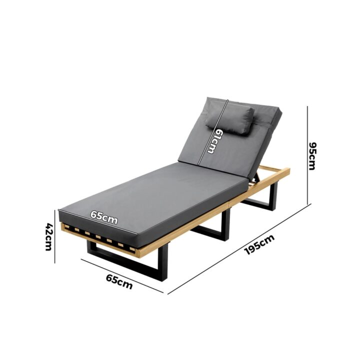 Livsip Sun Lounge Outdoor Lounger Grey - Image 4