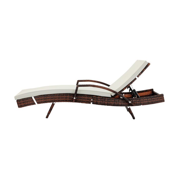 Livsip Outdoor Sun Lounger Waterproof Adjustable Beige&Brown - Image 4