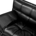Oikiture Sofa Bed Futon Lounge Couch Convertible Leather 3-Seater Black - Image 5