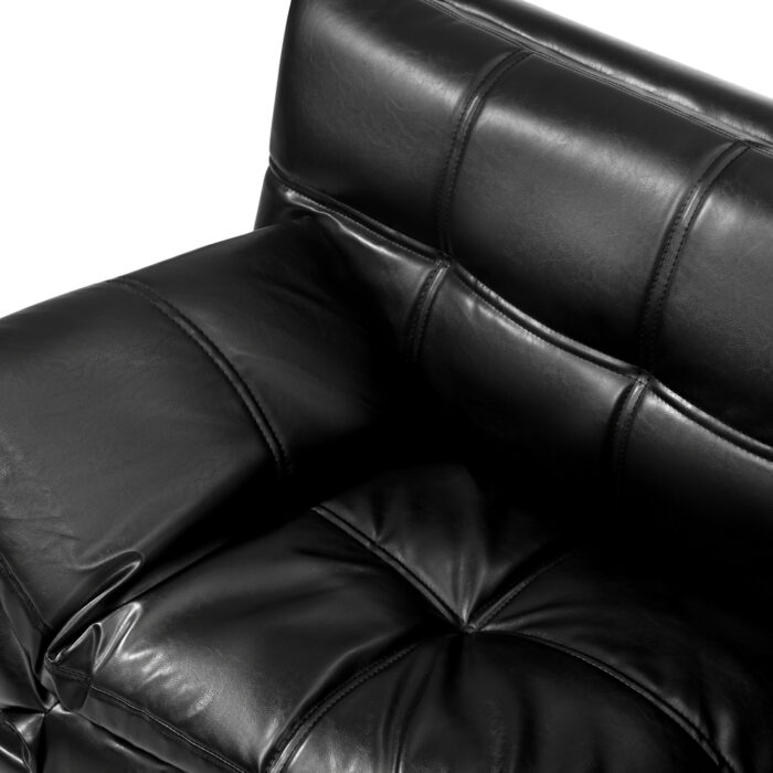 Oikiture Sofa Bed Futon Lounge Couch Convertible Leather 3-Seater Black - Image 5