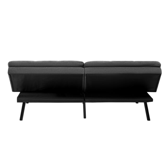 Oikiture Sofa Bed Futon Lounge Couch Convertible Polyester 3-Seater Grey - Image 2