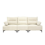 Oikiture 3 Seater Couch Sofa Chenille Adjustable Armrest Beige - Image 3