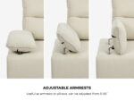 Oikiture 3 Seater Couch Sofa Chenille Adjustable Armrest Beige - Image 4