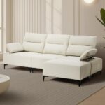 Oikiture 4 Seater Chenille Modular Sofa Adjustable Armrest Ottoman - Image 7