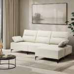 Oikiture 4 Seater Chenille Modular Sofa Adjustable Armrest Ottoman - Image 4