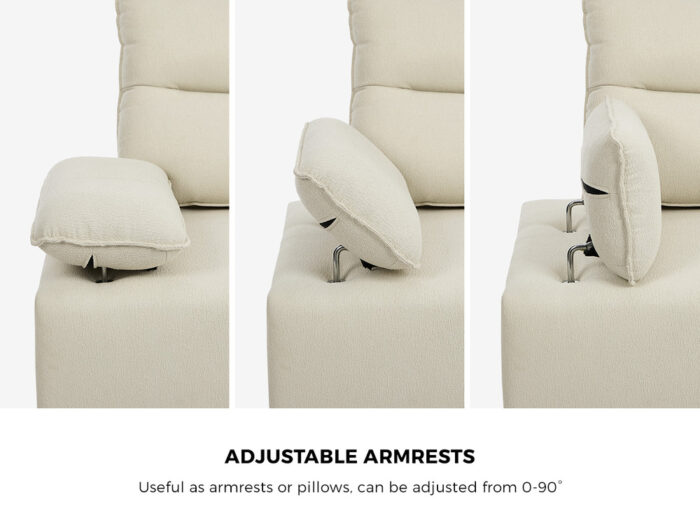 Oikiture 4 Seater Chenille Modular Sofa Adjustable Armrest Ottoman - Image 2