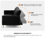 Oikiture 3-Seater Sofa Bed Velvet Black - Image 5