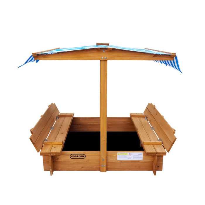 Mazam Kids Sandpit Wooden Sandbox Beach with Canopy - Image 2