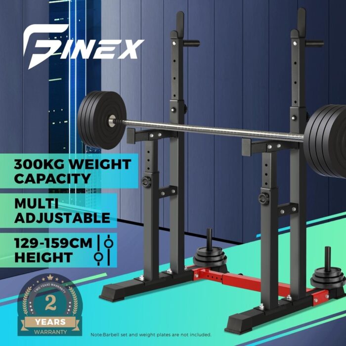 Finex Adjustable Squat Rack Barbell Bar Stand Black - Image 5
