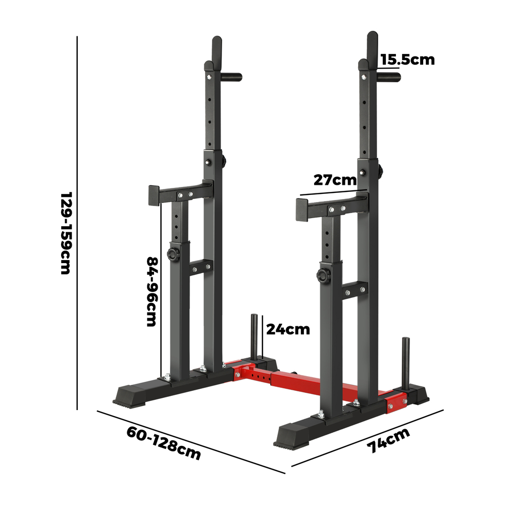 SQ-A7-M-BK-02 Finex Adjustable Squat Rack Barbell Bar Stand Black - Image 1