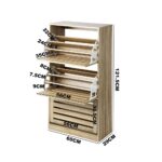 Oikiture Shoe Storage Cabinet 3 Compartments with Rows Wooden - Image 4
