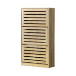 Oikiture Shoe Storage Cabinet 3 Compartments with Rows Wooden - Image 6