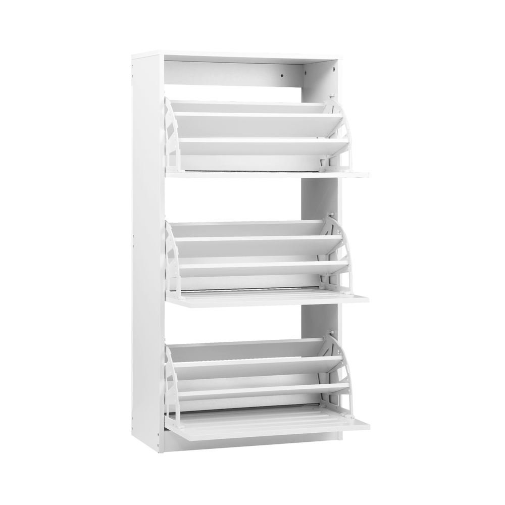 SS-AND-3M-WH-AB-01 Oikiture Shoe Storage Cabinet 3 Compartments with Rows White - Image 1
