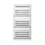 Oikiture Shoe Storage Cabinet 3 Compartments with Rows White - Image 7