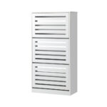 Oikiture Shoe Storage Cabinet 3 Compartments with Rows White - Image 6