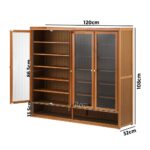 Oikiture Shoe Storage Cabinet 4 Doors 7 Shelves Brown - Image 5
