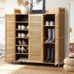 Oikiture Shoe Storage Cabinet Rack Organiser Shelf 3 Doors Adjustable - Image 4