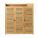 Oikiture Shoe Storage Cabinet Rack Organiser Shelf 3 Doors Adjustable