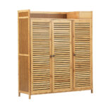 Oikiture Shoe Storage Cabinet Rack Organiser Shelf 3 Doors Adjustable - Image 7