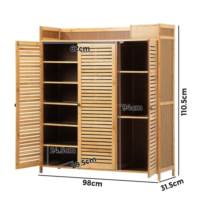 Oikiture Shoe Storage Cabinet Rack Organiser Shelf 3 Doors Adjustable - Image 8