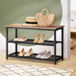 Oikiture Shoe Storage Bench with 2-Tier Mesh Shelf - Image 2