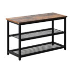 Oikiture Shoe Storage Bench with 2-Tier Mesh Shelf