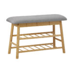 Oikiture Shoe Storage Bench Bamboo 70cm