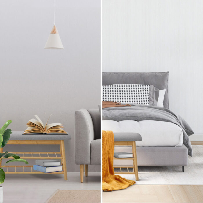 Oikiture Shoe Storage Bench Bamboo 70cm - Image 2