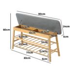 Oikiture Shoe Storage Bench Bamboo 90cm - Image 2