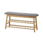 Oikiture Shoe Storage Bench Bamboo 90cm - Image 3