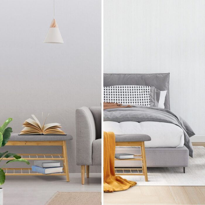 Oikiture Shoe Storage Bench Bamboo 90cm - Image 7